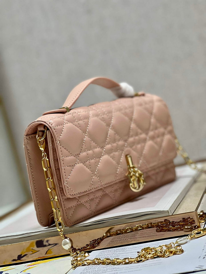 Dior S0980 Mini Miss Dior Bag Latte Cannage Lambskin Pink
