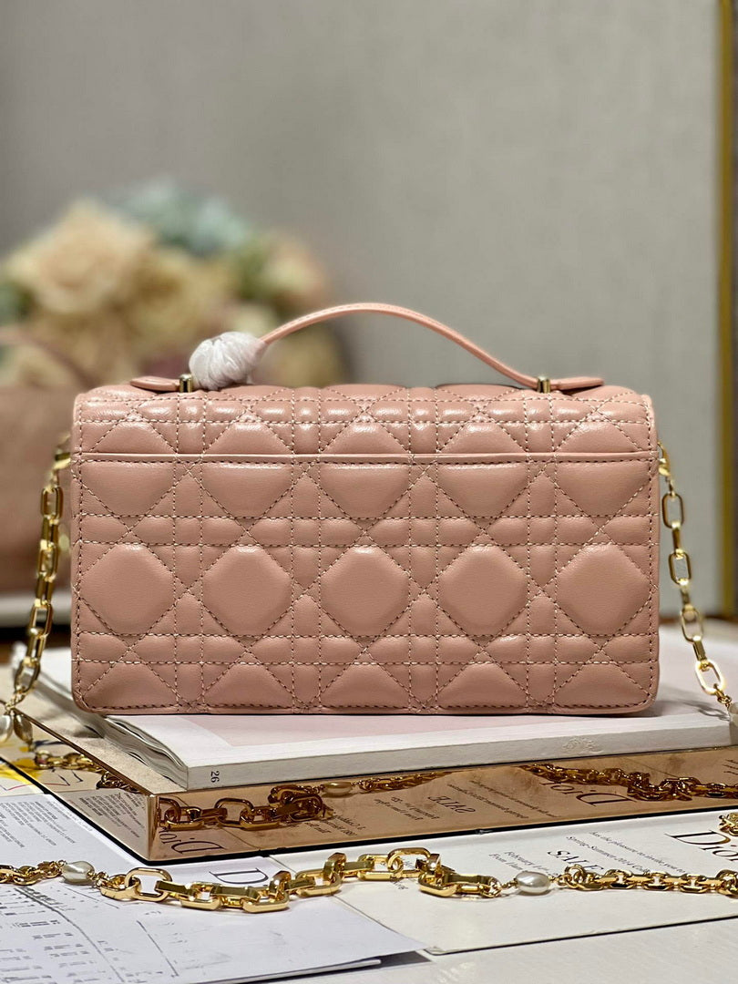 Dior S0980 Mini Miss Dior Bag Latte Cannage Lambskin Pink