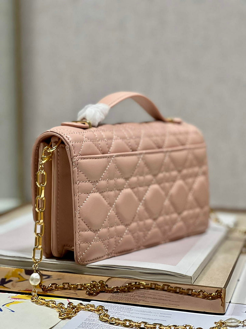 Dior S0980 Mini Miss Dior Bag Latte Cannage Lambskin Pink