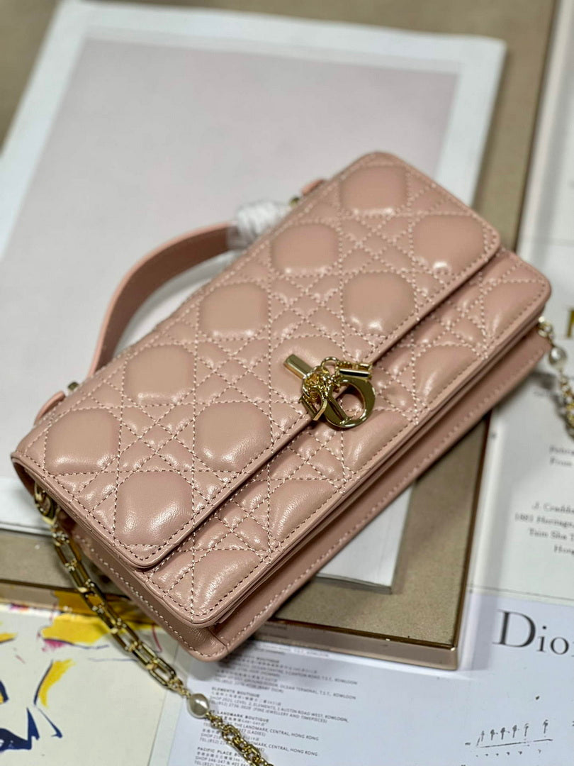 Dior S0980 Mini Miss Dior Bag Latte Cannage Lambskin Pink - Default Title - View 7