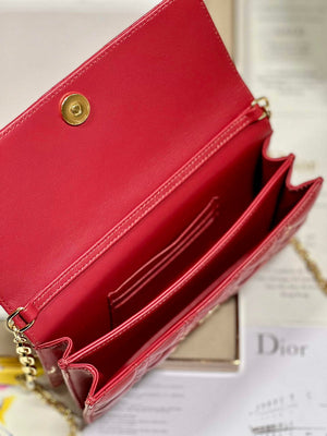 Dior S0980 Mini Miss Dior Bag Latte Cannage Lambskin Red - Default Title - View 8