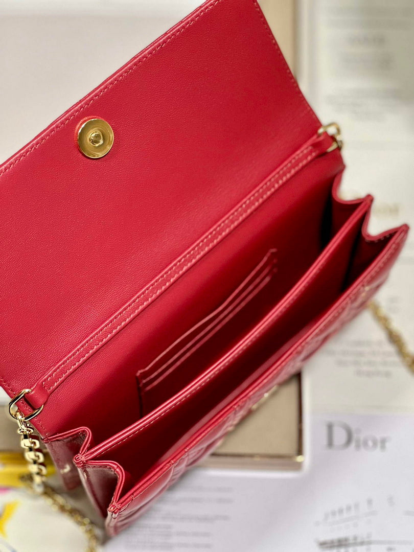 Dior S0980 Mini Miss Dior Bag Latte Cannage Lambskin Red - Default Title - View 8