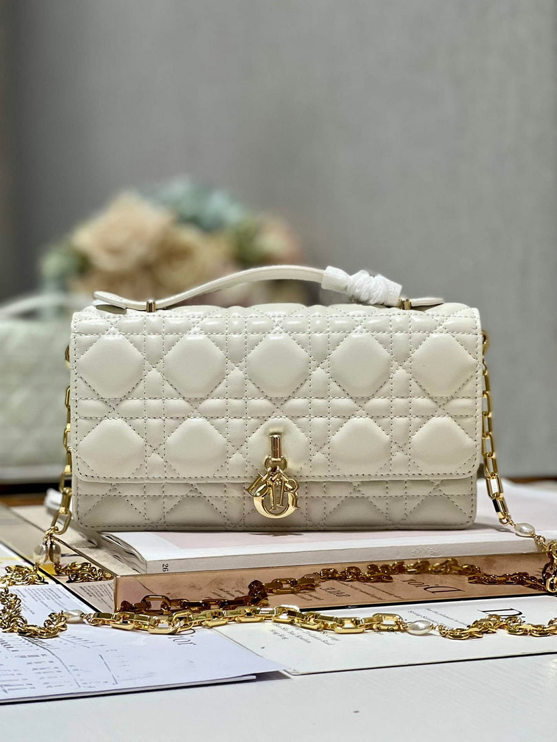 Dior S0980 Mini Miss Dior Bag Latte Cannage Lambskin White - Default Title - View 1