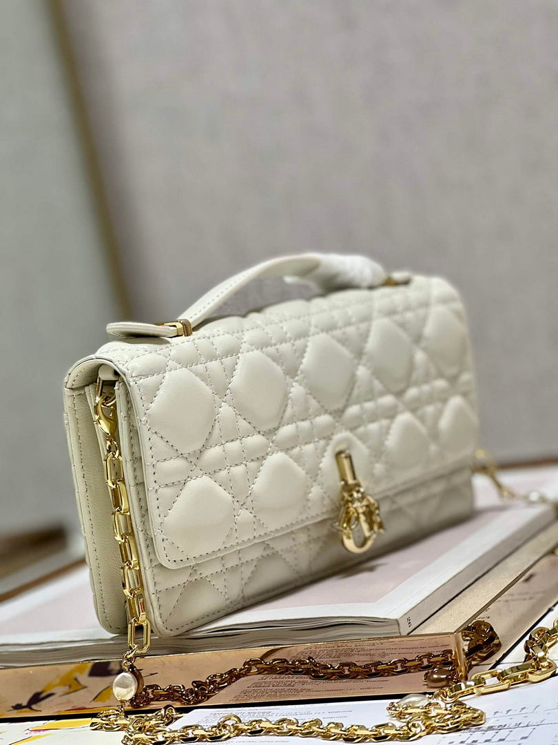 Dior S0980 Mini Miss Dior Bag Latte Cannage Lambskin White