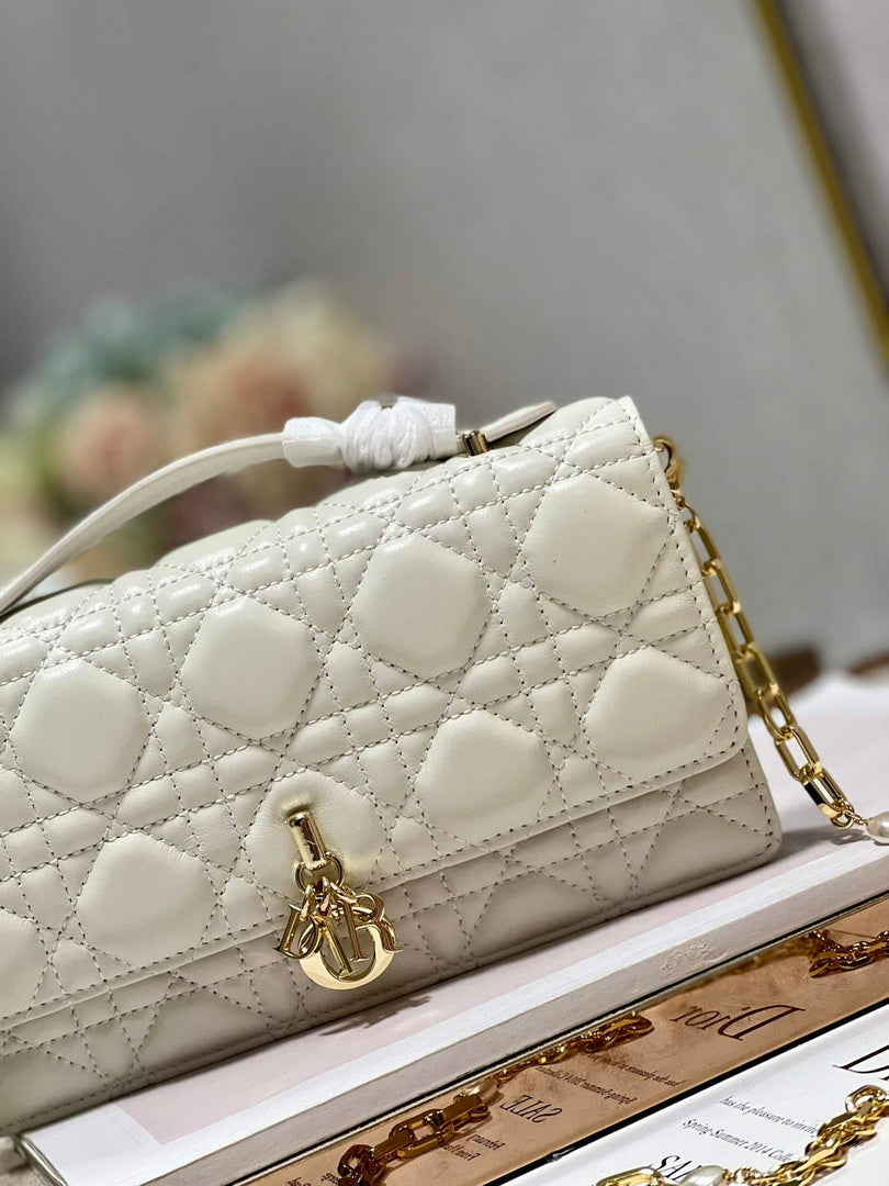 Dior S0980 Mini Miss Dior Bag Latte Cannage Lambskin White - Default Title - View 4