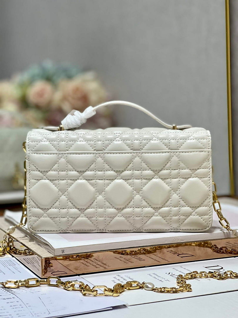 Dior S0980 Mini Miss Dior Bag Latte Cannage Lambskin White