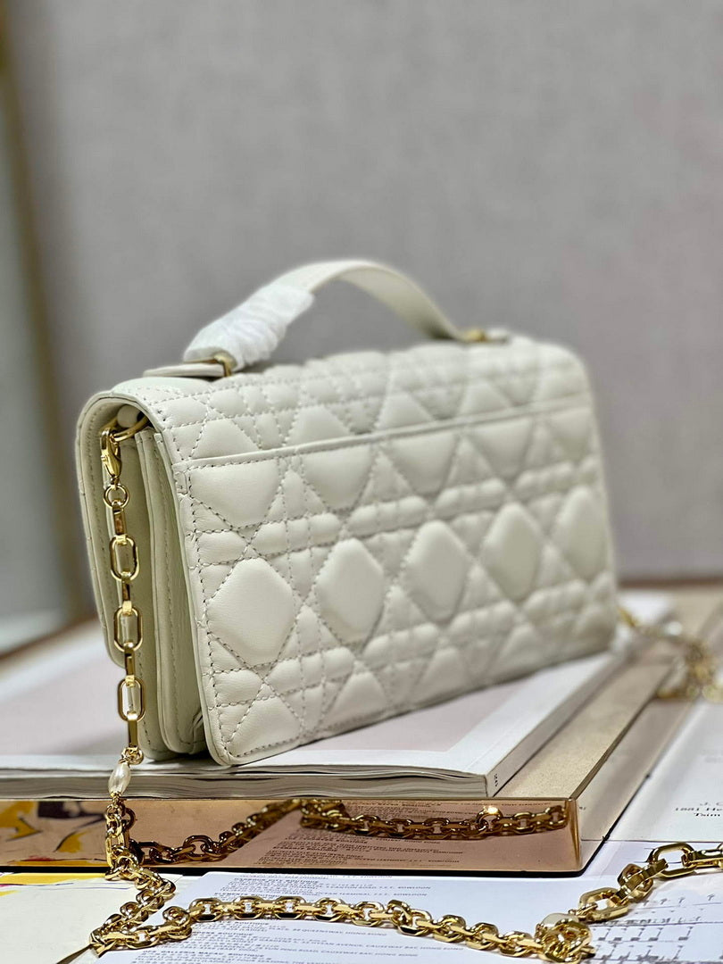 Dior S0980 Mini Miss Dior Bag Latte Cannage Lambskin White - Default Title - View 6