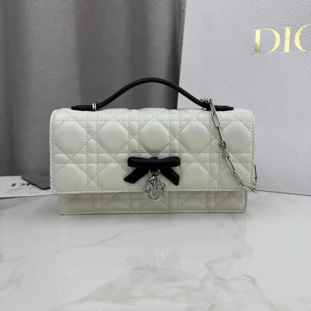 Dior S0984 My Dior Mini White Cannage Lambskin Black Bow