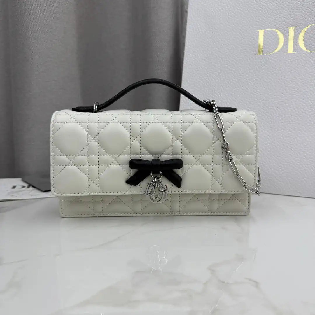 Dior S0984 My Dior Mini White Cannage Lambskin Black Bow