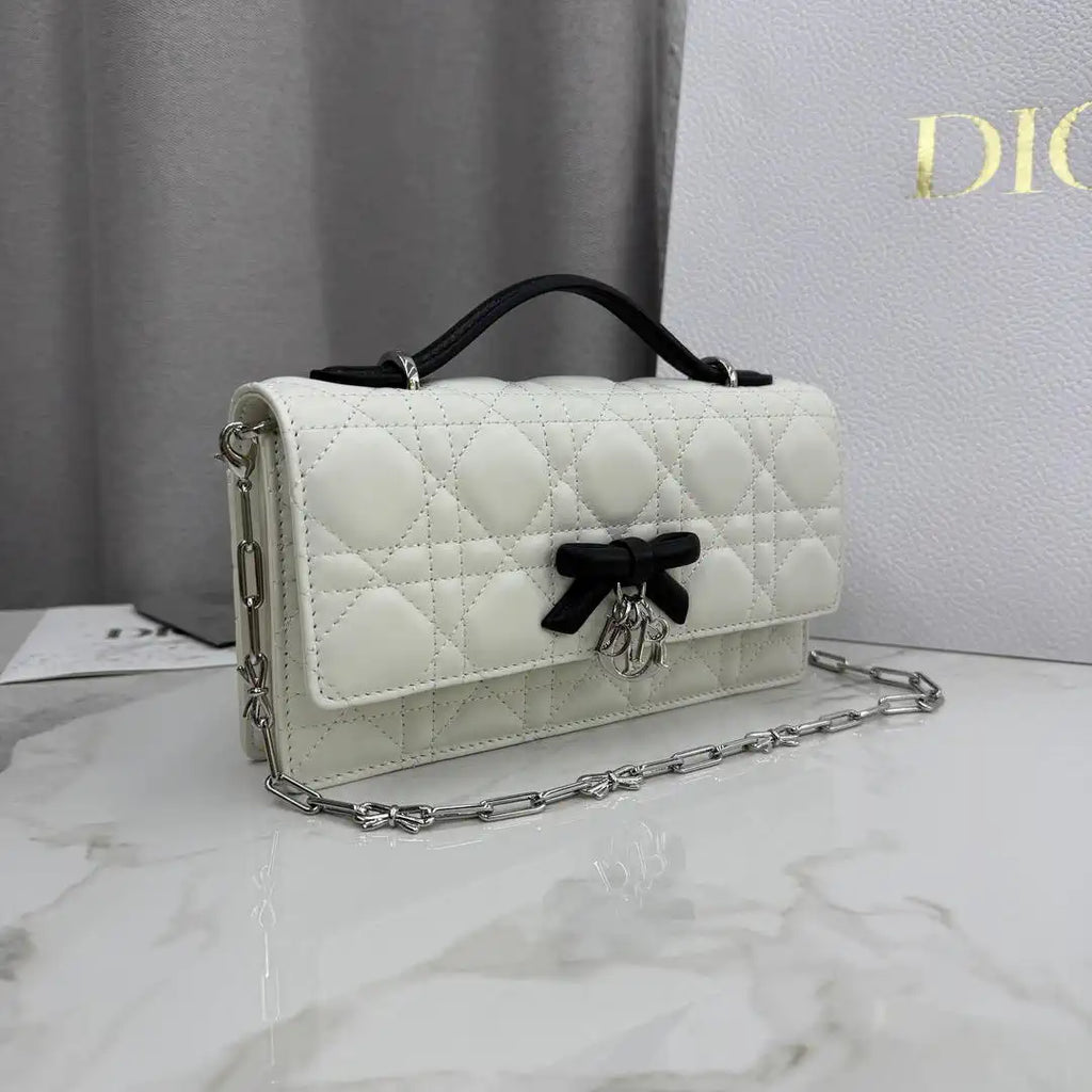 Dior S0984 My Dior Mini White Cannage Lambskin Black Bow
