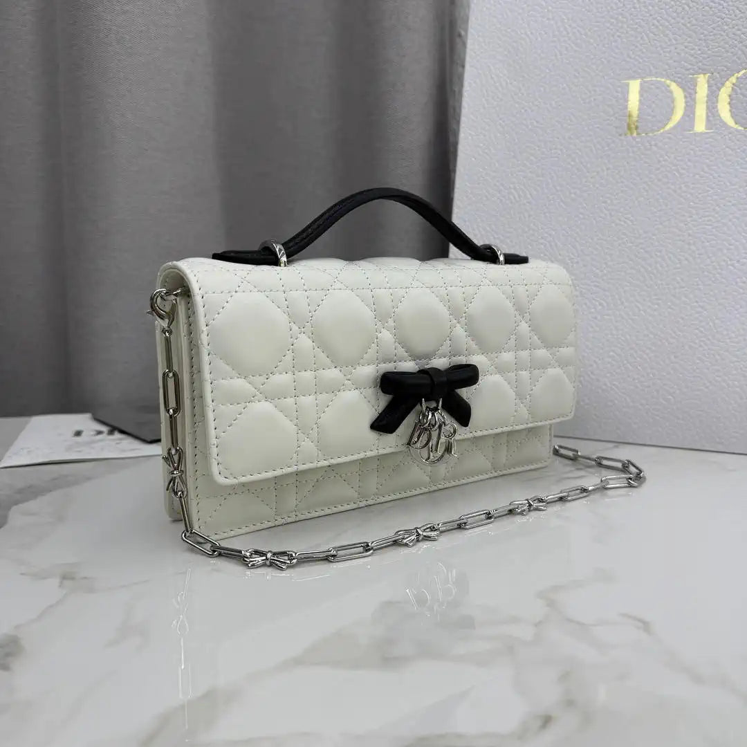 Dior S0984 My Dior Mini White Cannage Lambskin Black Bow