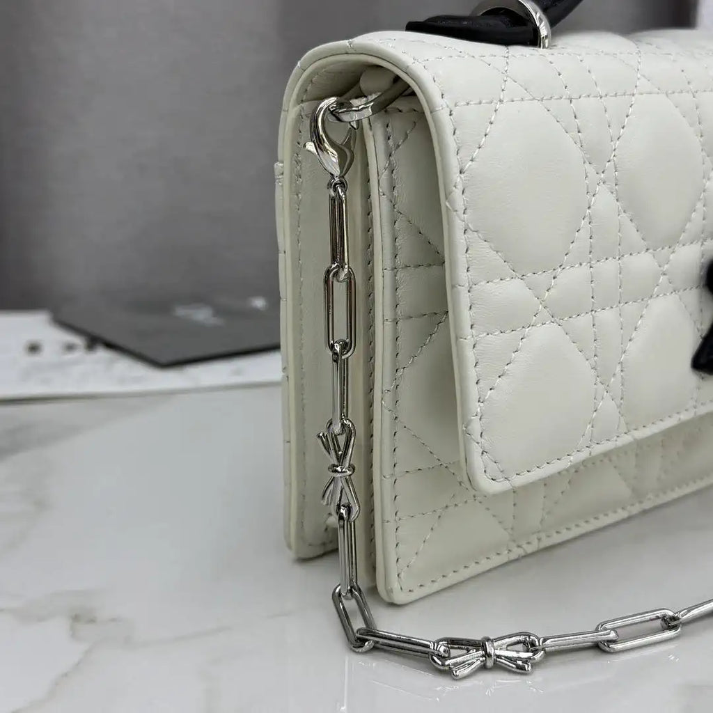 Dior S0984 My Dior Mini White Cannage Lambskin Black Bow