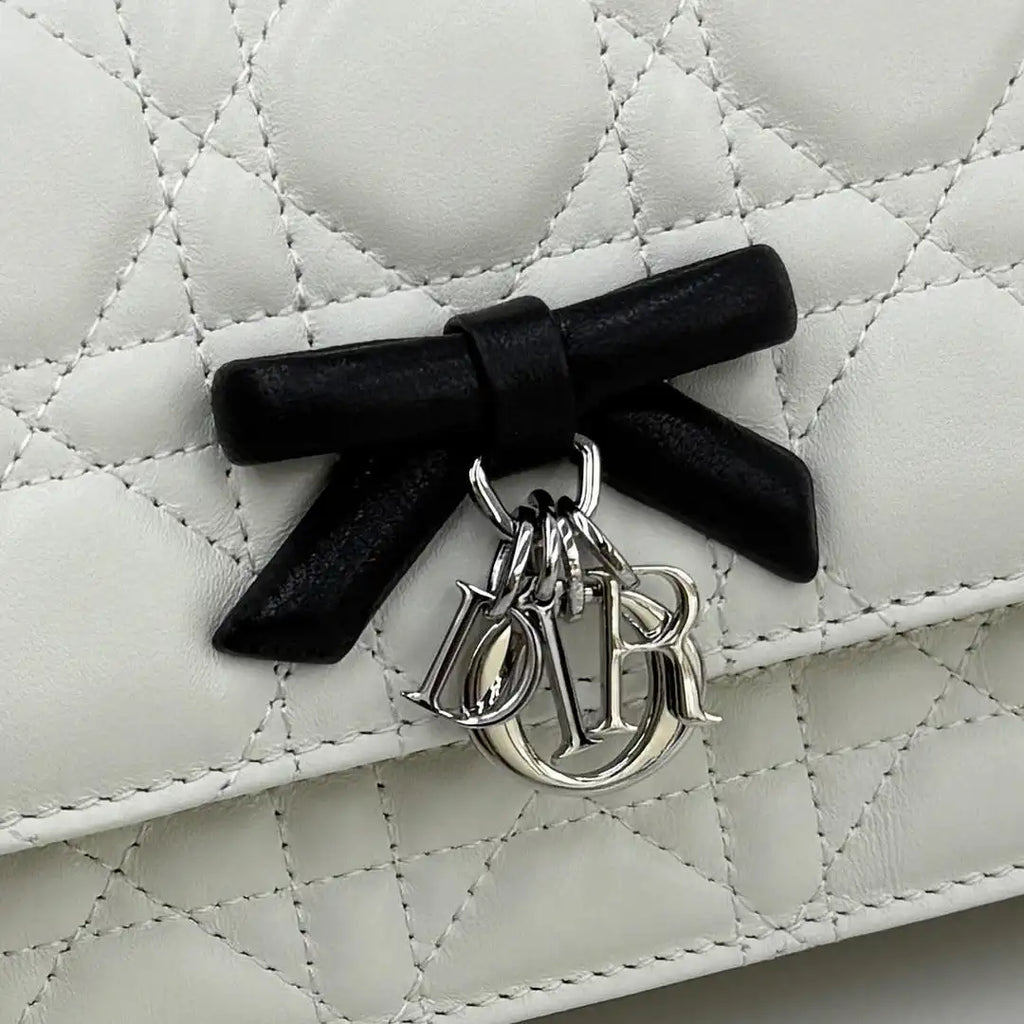 Dior S0984 My Dior Mini White Cannage Lambskin Black Bow
