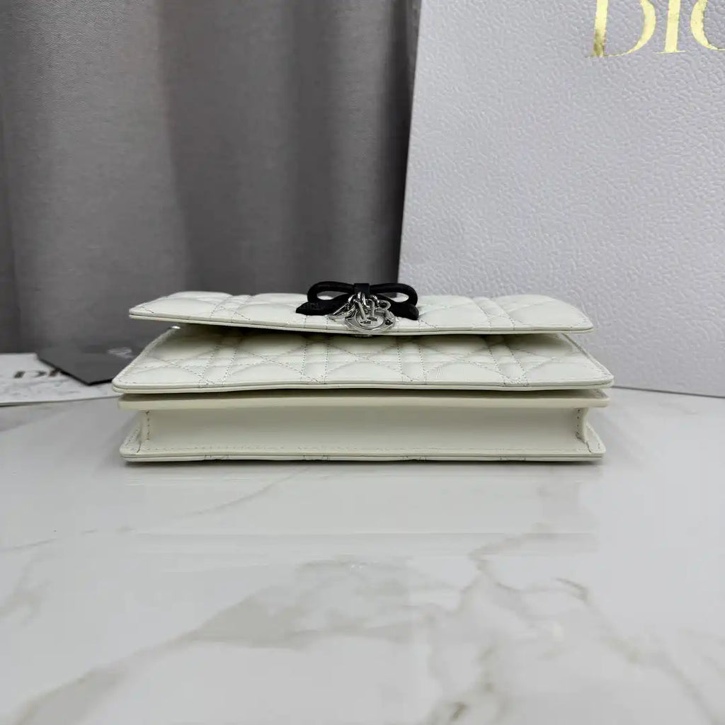 Dior S0984 My Dior Mini White Cannage Lambskin Black Bow
