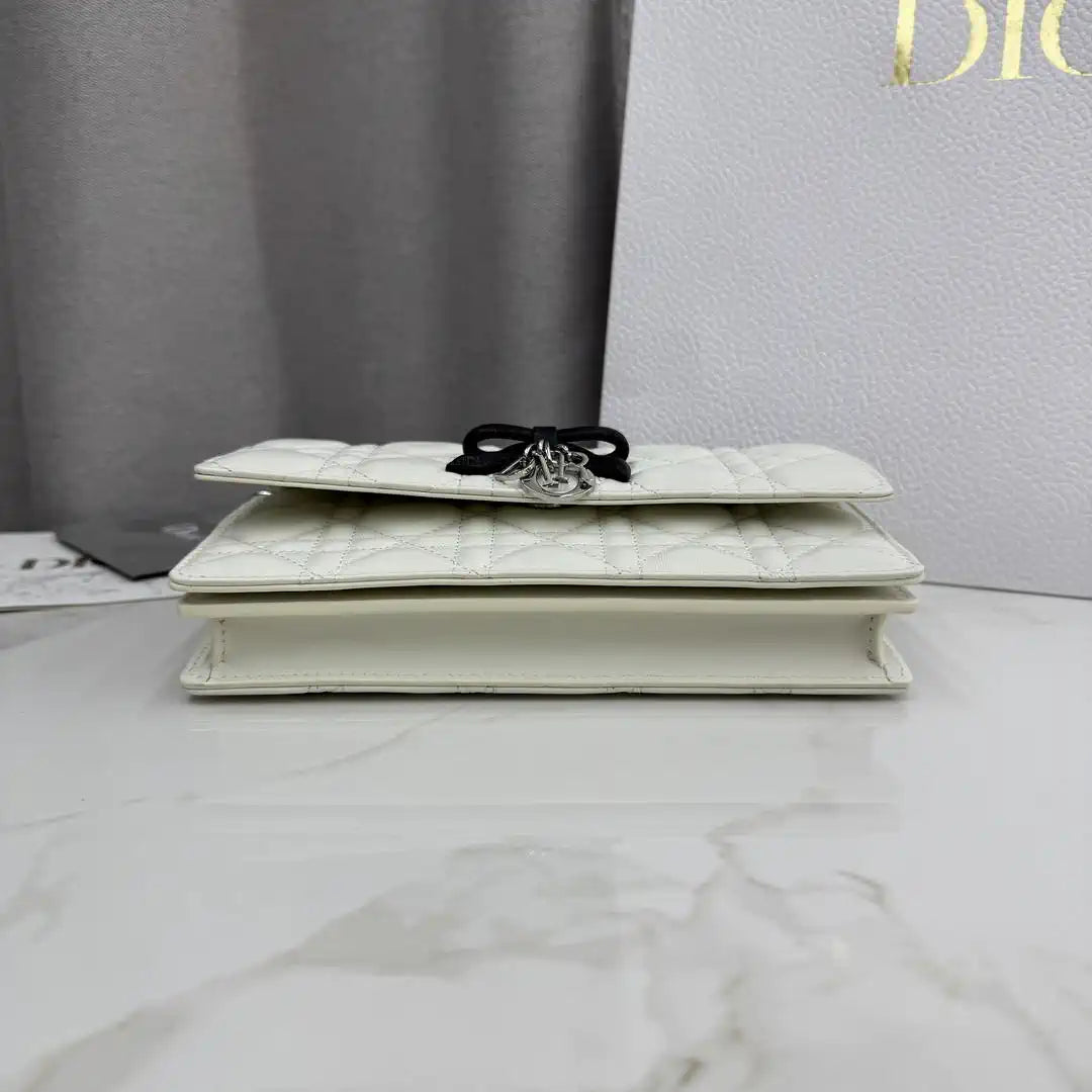 Dior S0984 My Dior Mini White Cannage Lambskin Black Bow