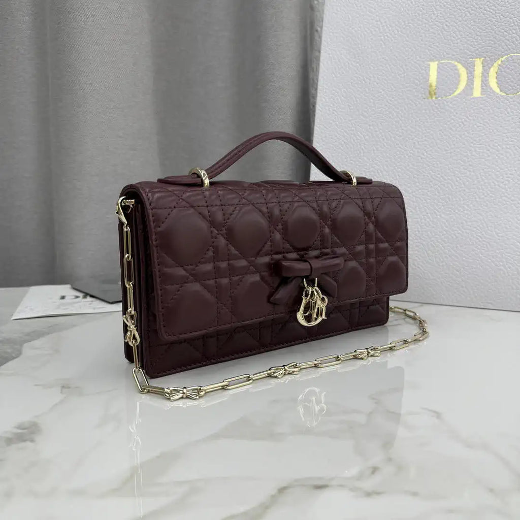 Dior S0984 My Dior Mini Bag Wine Red Cannage Lambskin