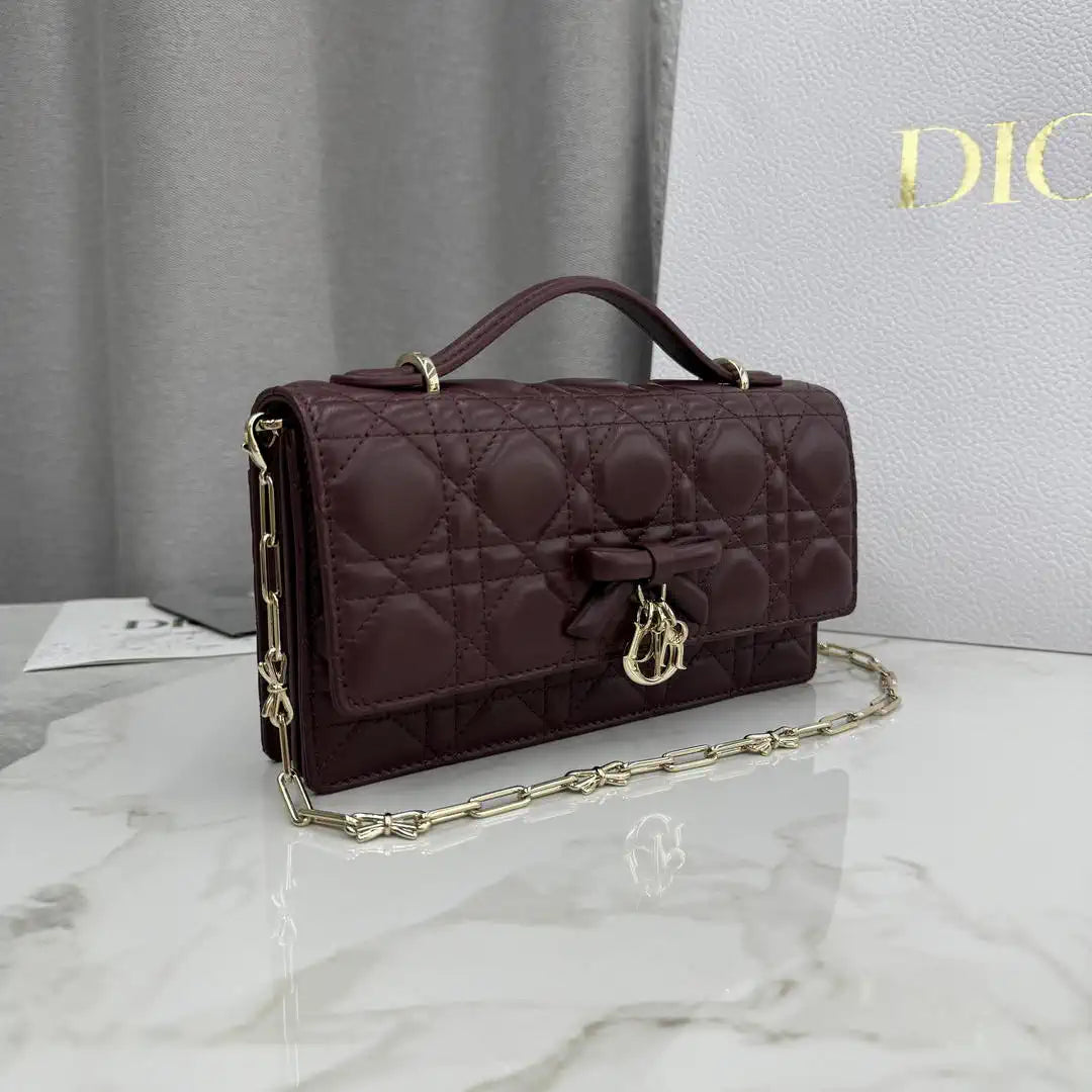 Dior S0984 My Dior Mini Bag Wine Red Cannage Lambskin