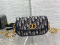 Dior S2350 30 Montaigne Avenue Double Carry East-West Mini Bag Blue Dior Oblique Jacquard