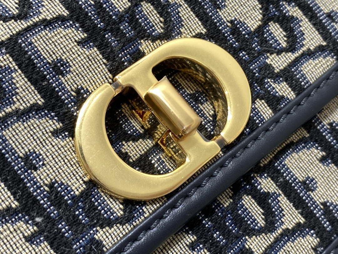 Dior S2350 30 Montaigne Avenue Double Carry East-West Mini Bag Blue Dior Oblique Jacquard