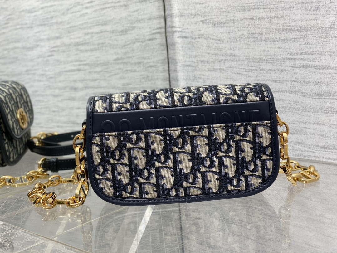 Dior S2350 30 Montaigne Avenue Double Carry East-West Mini Bag Blue Dior Oblique Jacquard