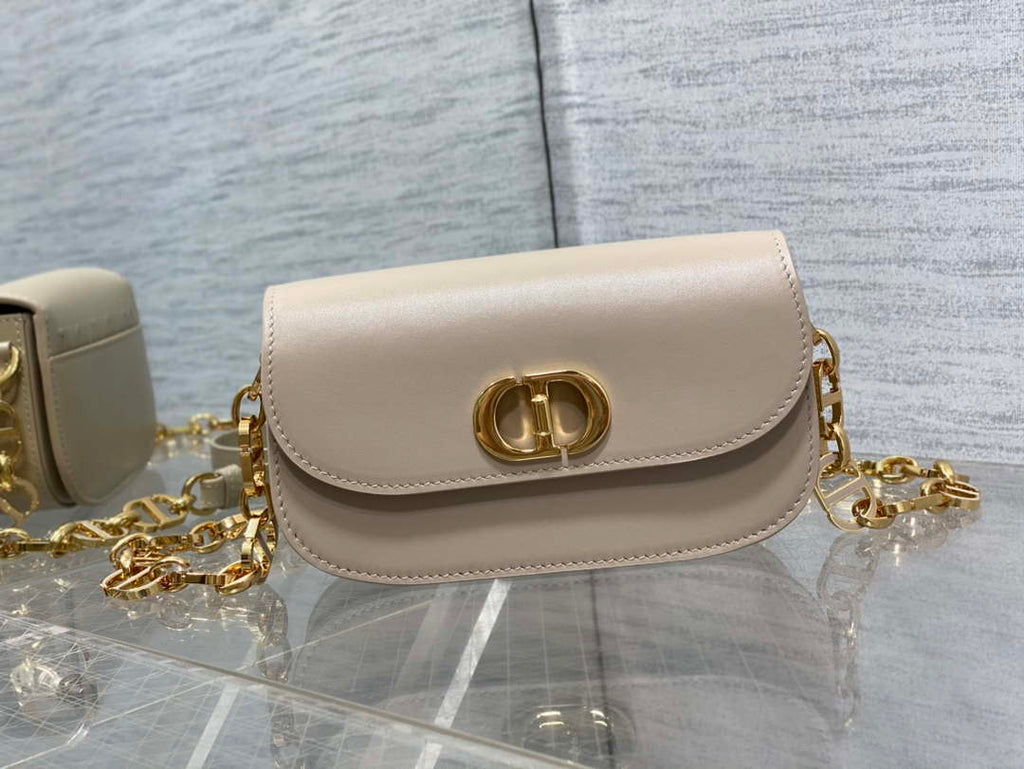 Dior S2350 30 Montaigne Avenue Double Carry East-West Mini Bag Apricot Ribbed Calfskin