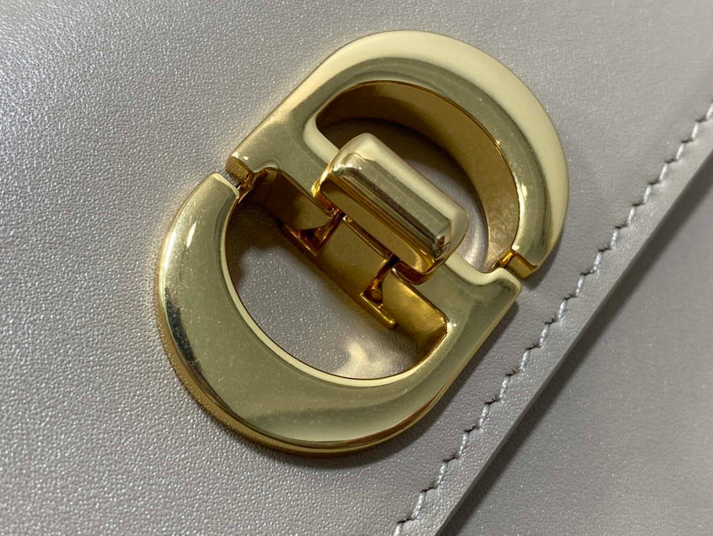 Dior S2350 30 Montaigne Avenue Double Carry East-West Mini Bag Apricot Ribbed Calfskin