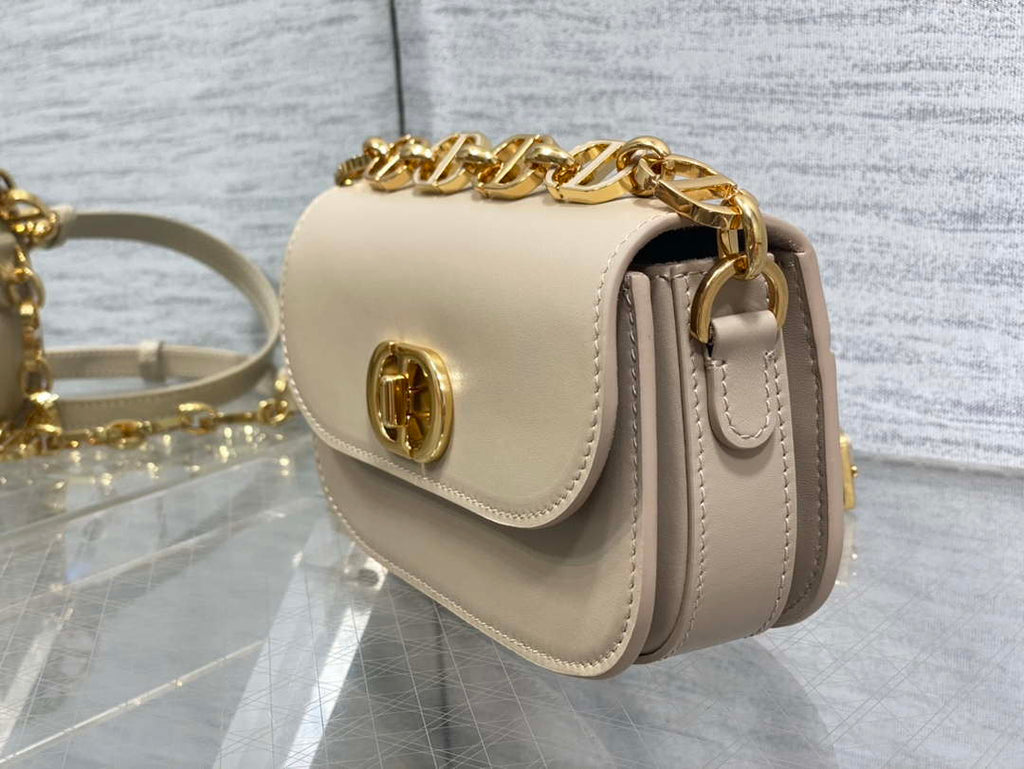 Dior S2350 30 Montaigne Avenue Double Carry East-West Mini Bag Apricot Ribbed Calfskin