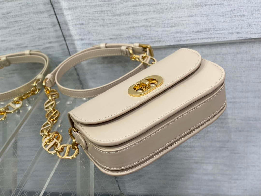 Dior S2350 30 Montaigne Avenue Double Carry East-West Mini Bag Apricot Ribbed Calfskin