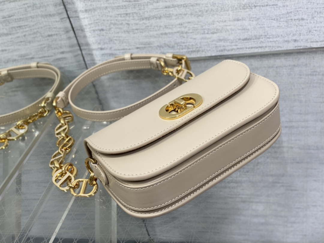 Dior S2350 30 Montaigne Avenue Double Carry East-West Mini Bag Apricot Ribbed Calfskin