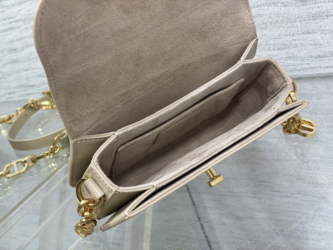 Dior S2350 30 Montaigne Avenue Double Carry East-West Mini Bag Apricot Ribbed Calfskin