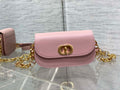 Dior S2350 30 Montaigne Avenue Double Carry East-West Mini Bag Pink Ribbed Calfskin