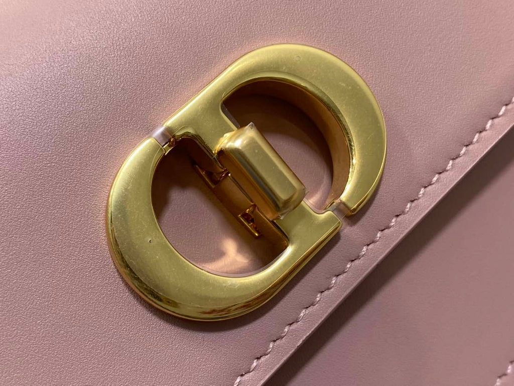 Dior S2350 30 Montaigne Avenue Double Carry East-West Mini Bag Pink Ribbed Calfskin