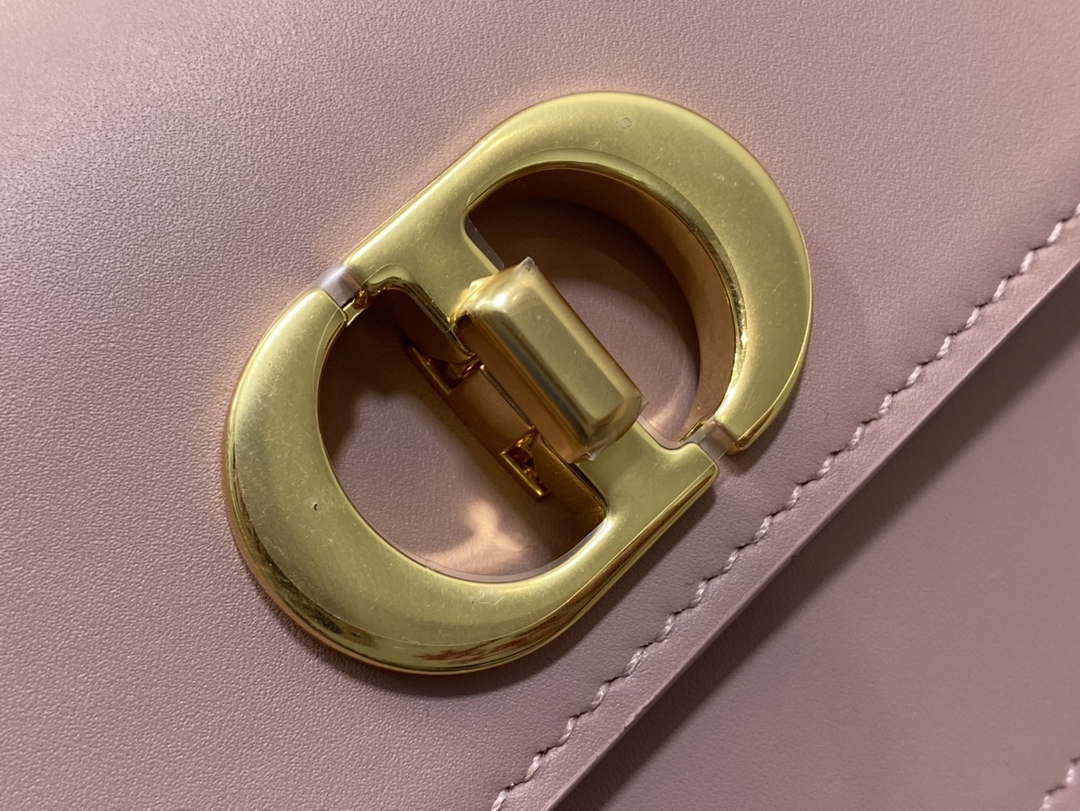 Dior S2350 30 Montaigne Avenue Double Carry East-West Mini Bag Pink Ribbed Calfskin
