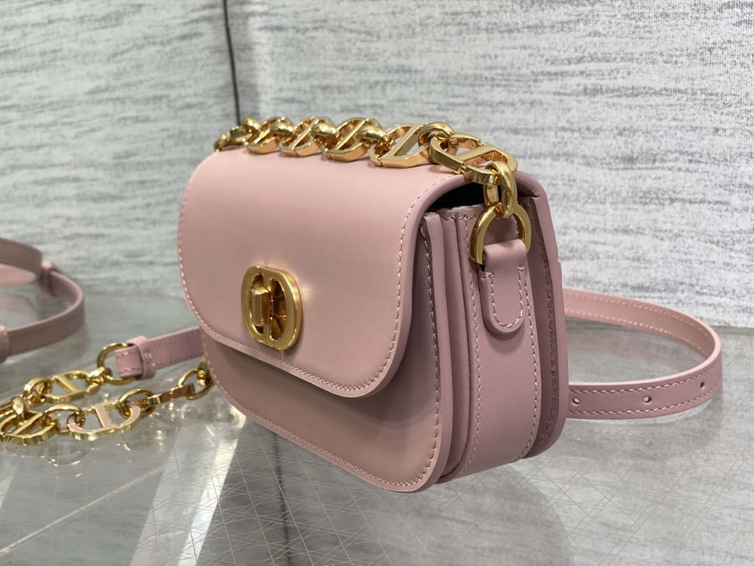 Dior S2350 30 Montaigne Avenue Double Carry East-West Mini Bag Pink Ribbed Calfskin