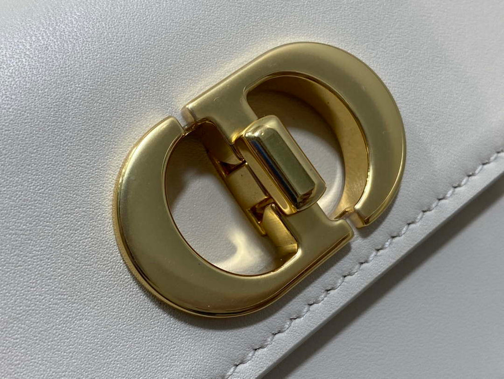 Dior S2350 30 Montaigne Avenue Double Carry East-West Mini Bag White Ribbed Calfskin