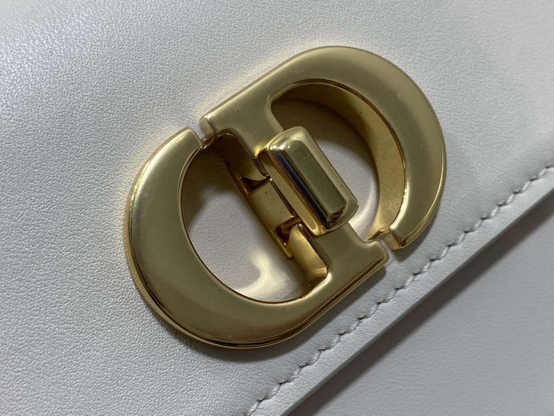 Dior S2350 30 Montaigne Avenue Double Carry East-West Mini Bag White Ribbed Calfskin