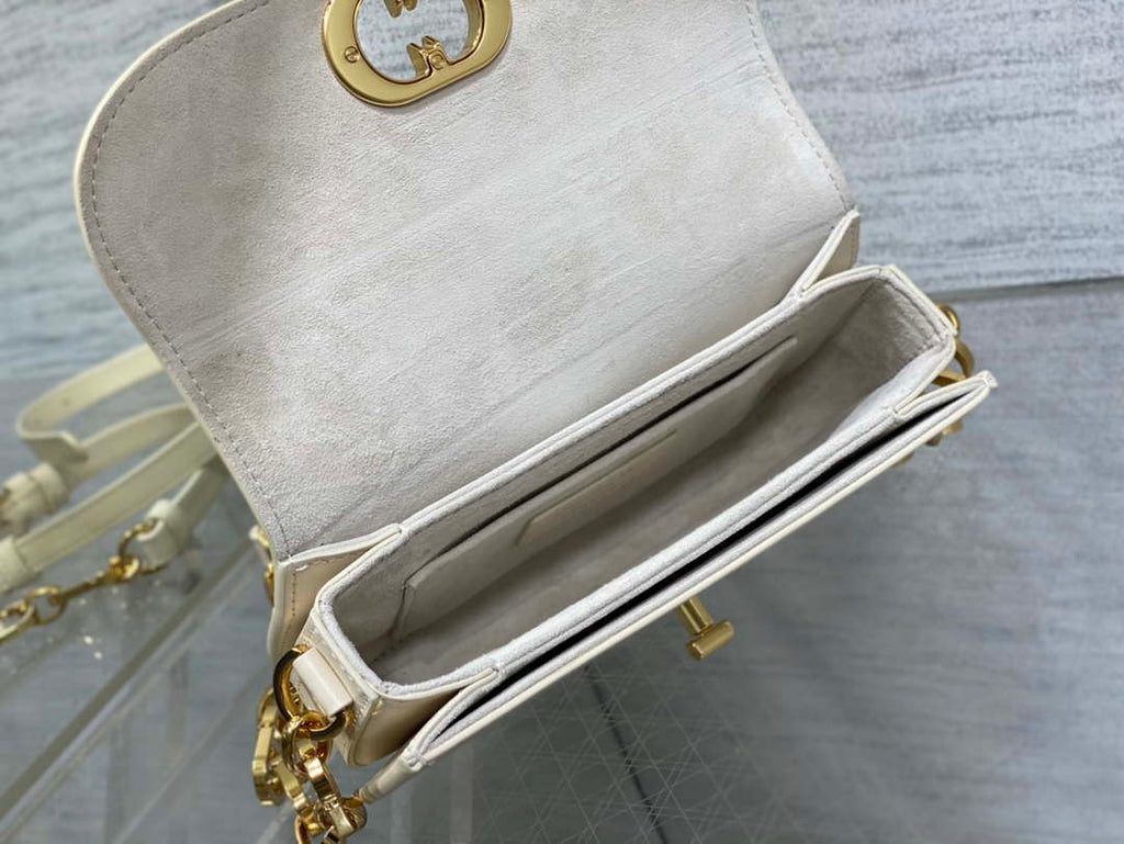 Dior S2350 30 Montaigne Avenue Double Carry East-West Mini Bag White Ribbed Calfskin