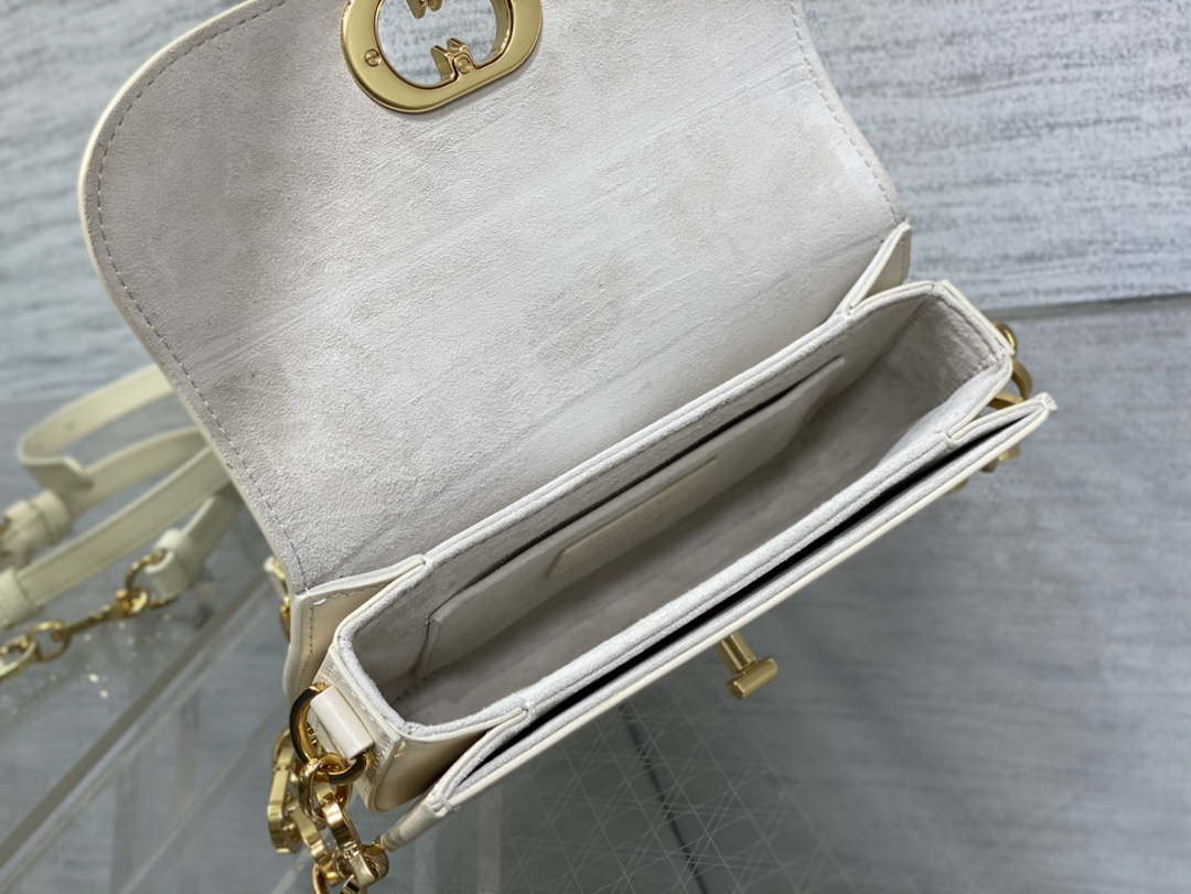 Dior S2350 30 Montaigne Avenue Double Carry East-West Mini Bag White Ribbed Calfskin