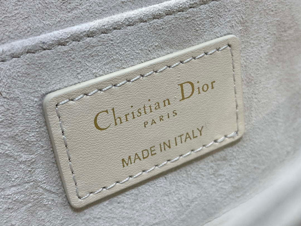 Dior S2350 30 Montaigne Avenue Double Carry East-West Mini Bag White Ribbed Calfskin