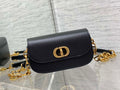 Dior S2350 30 Montaigne Avenue Double Carry East-West Mini Bag Black Ribbed Calfskin