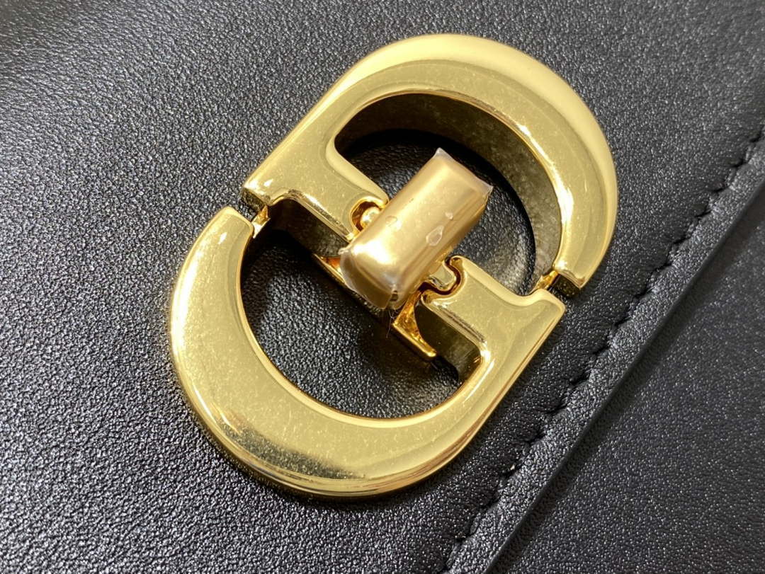 Dior S2350 30 Montaigne Avenue Double Carry East-West Mini Bag Black Ribbed Calfskin