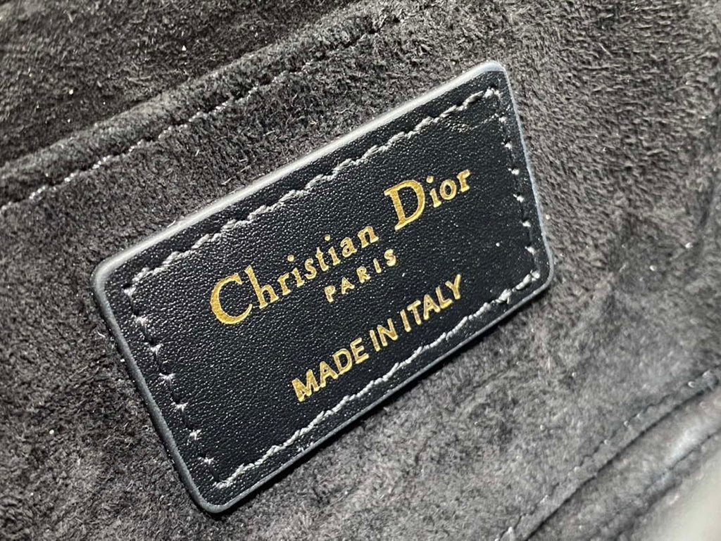 Dior S2350 30 Montaigne Avenue Double Carry East-West Mini Bag Black Ribbed Calfskin