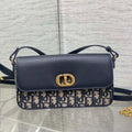 Dior S2350 30 Montaigne Avenue East-West Double Carry Mini Bag Blue Oblique Jacquard - Default Title - View 1