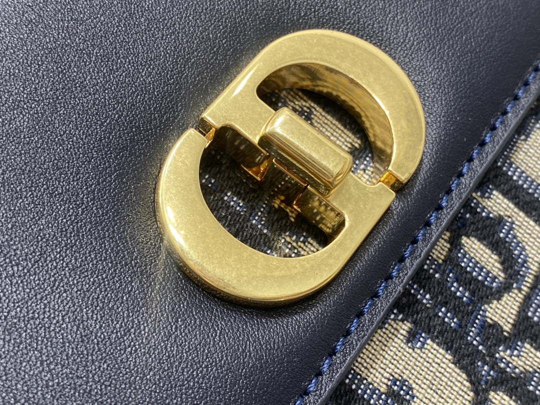 Dior S2350 30 Montaigne Avenue East-West Double Carry Mini Bag Blue Oblique Jacquard
