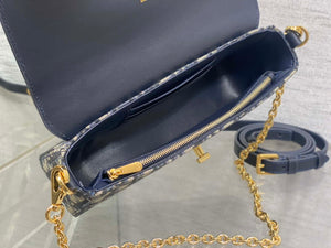 Dior S2350 30 Montaigne Avenue East-West Double Carry Mini Bag Blue Oblique Jacquard - Default Title - View 8
