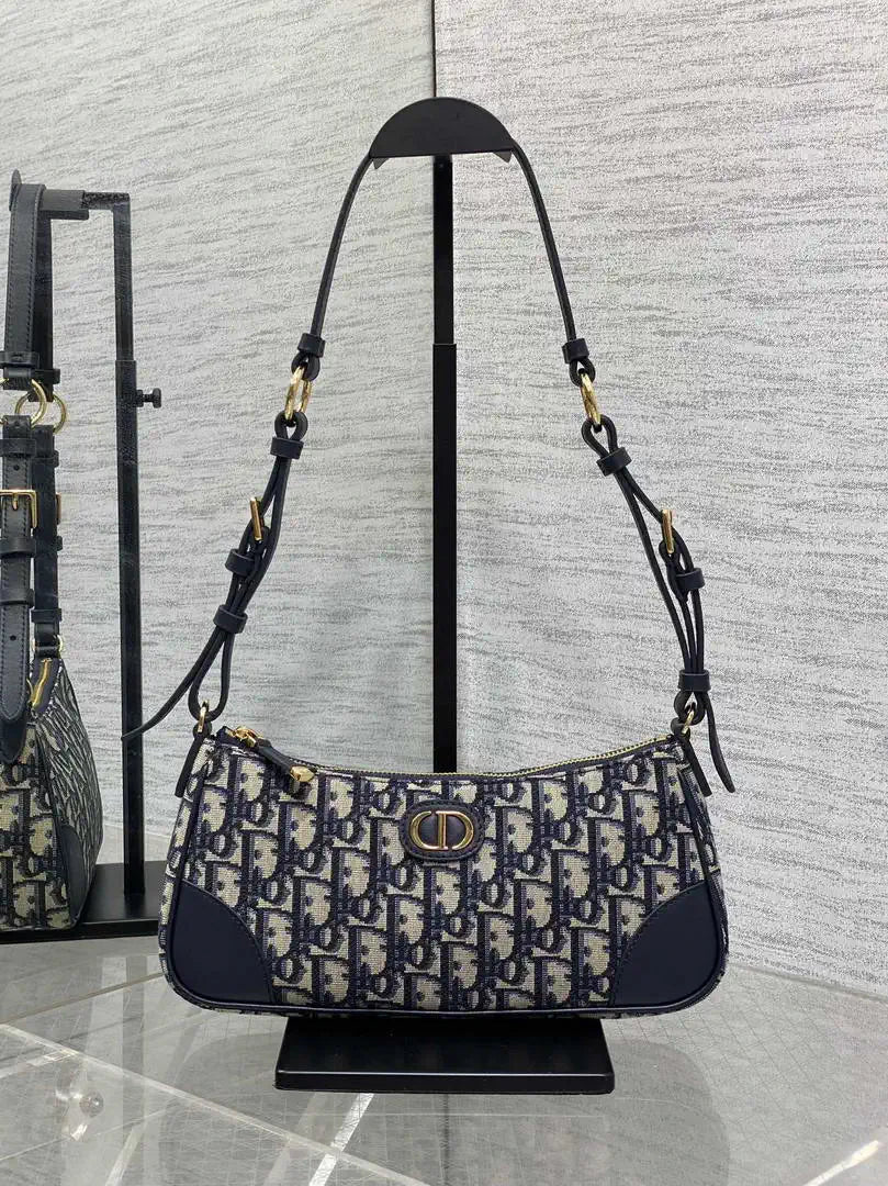 Dior S2398 30 Montaigne Wanderlust Mini Bag Blue Dior Oblique Jacquard and Smooth Calfskin