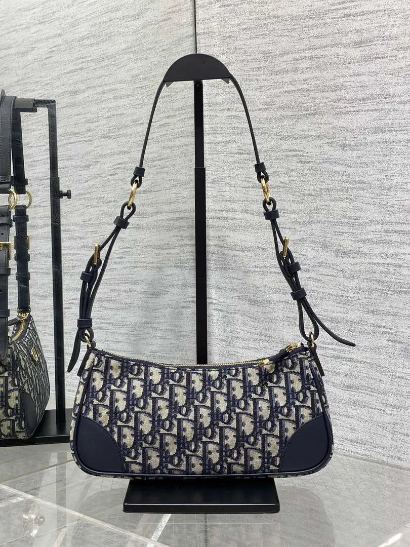 Dior S2398 30 Montaigne Wanderlust Mini Bag Blue Dior Oblique Jacquard and Smooth Calfskin