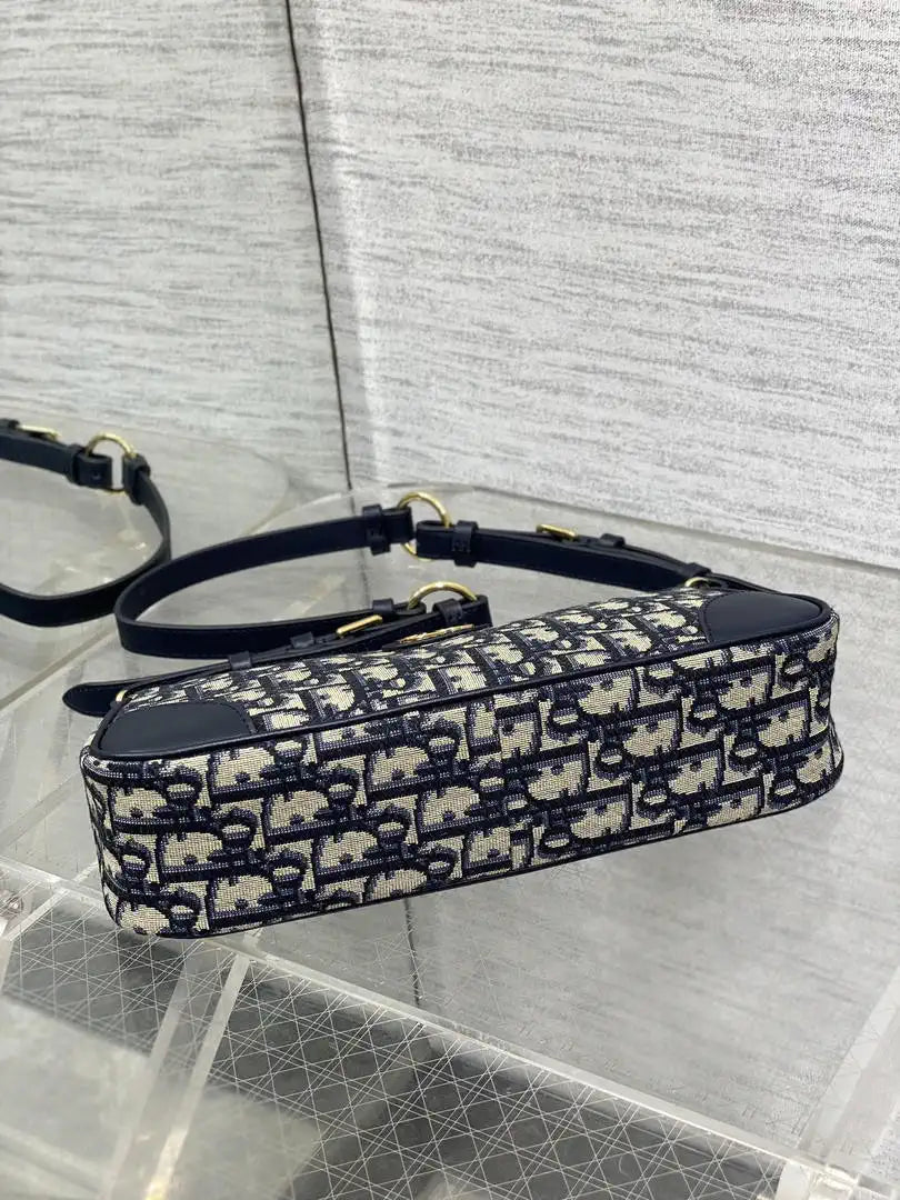 Dior S2398 30 Montaigne Wanderlust Mini Bag Blue Dior Oblique Jacquard and Smooth Calfskin