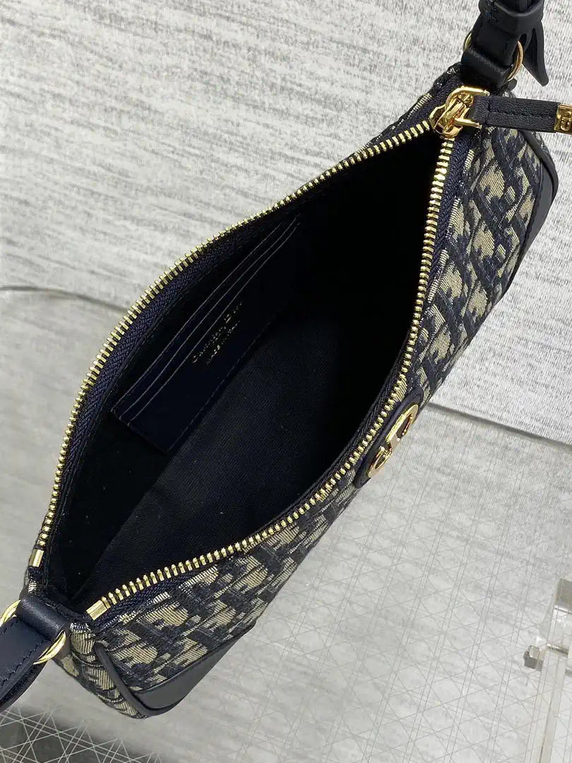 Dior S2398 30 Montaigne Wanderlust Mini Bag Blue Dior Oblique Jacquard and Smooth Calfskin