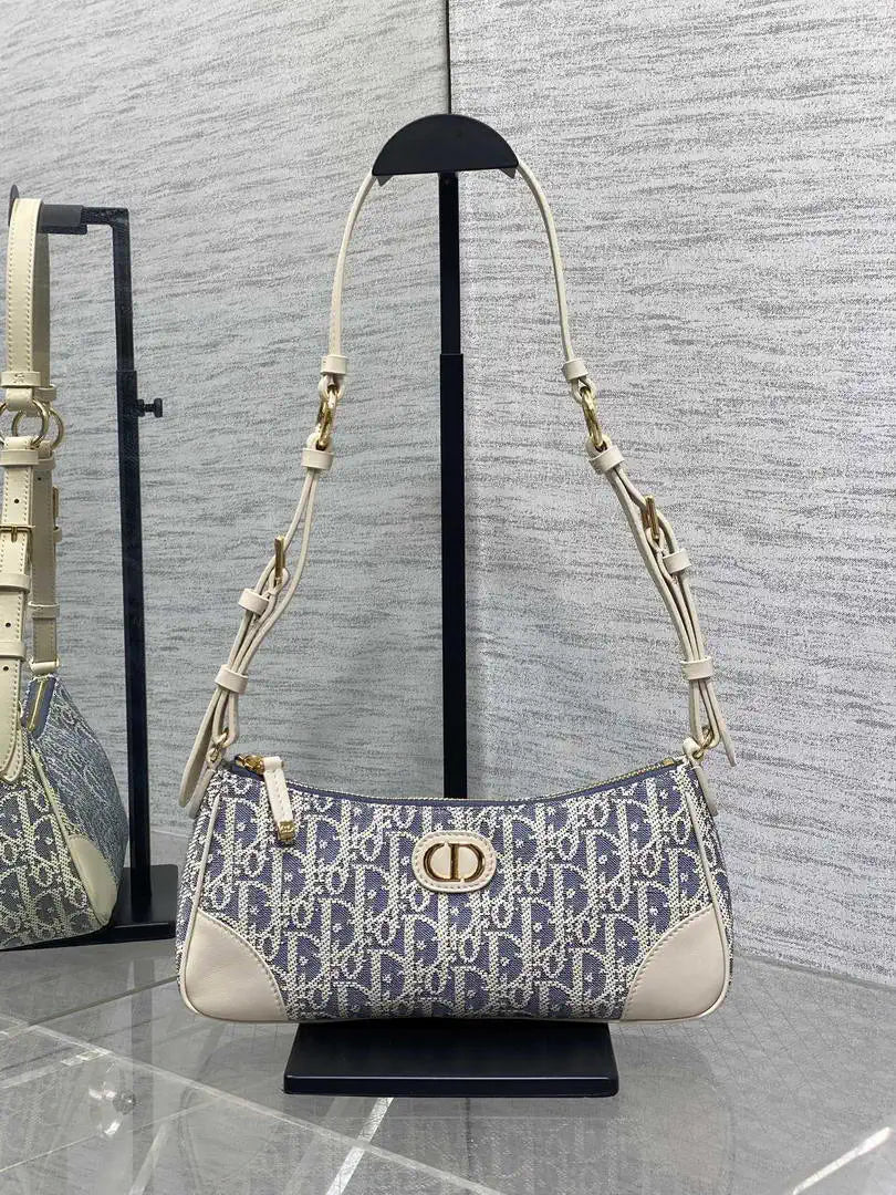 Dior S2398 30 Montaigne Wanderlust Mini Bag Ligth Blue Dior Oblique Jacquard and Smooth Calfskin